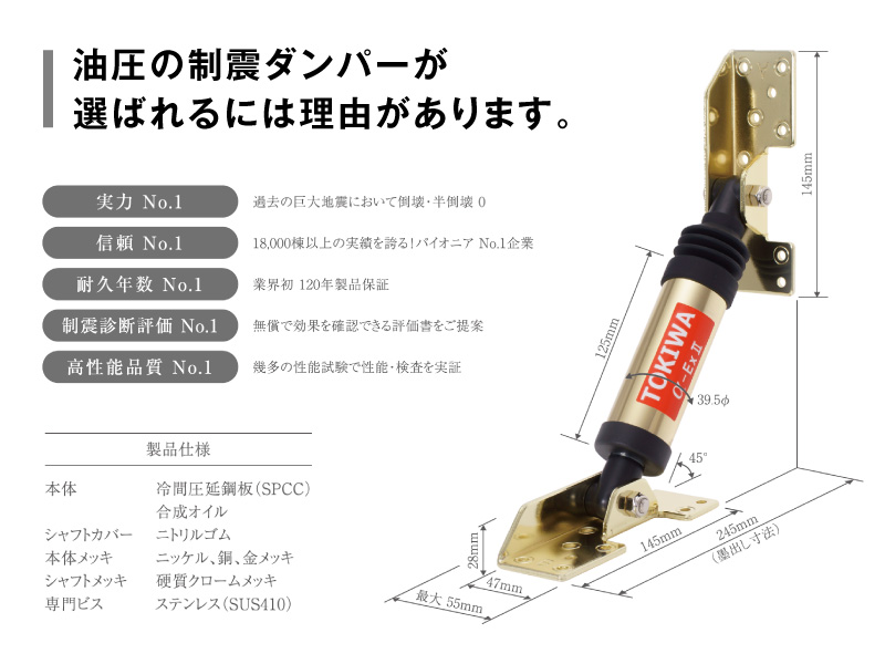 ■いかなる方向の揺れも吸収する油圧式制震装置「αダンパー Exll」